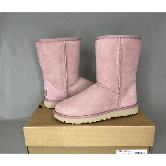 UGG Shoes - New Womens Pink UGG Boots Classic Short Suede Wool Shell Seashell Sz 7 Sold Out